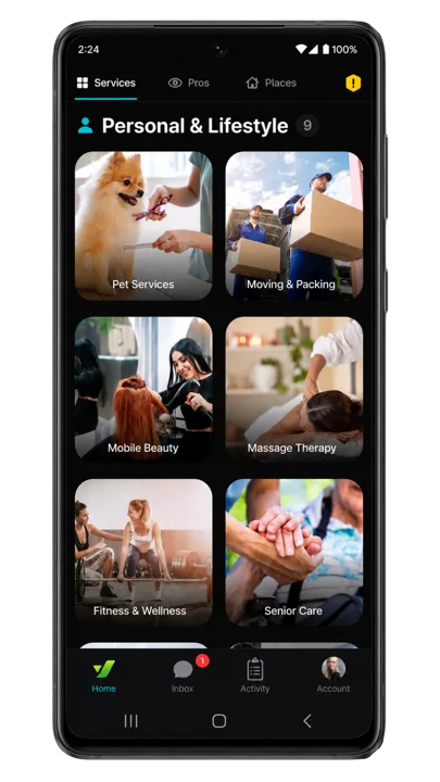 Browse personal and lifestyle services as a client