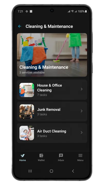 Cleaning and maintenance service category