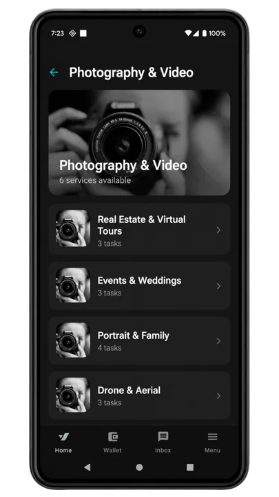 Photography and video service category
